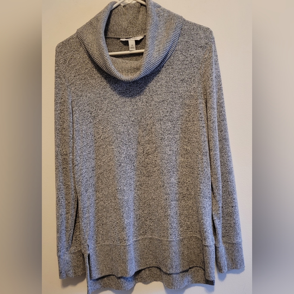 Nine West Gray Cowl Neck Sweater|Cozy Chic Minimalist Soft Knit Pullover